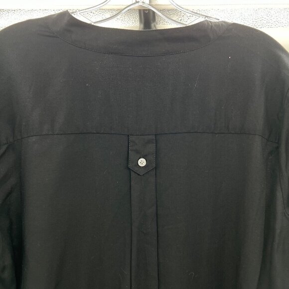 Great Northwest Indigo Pullover Top Long Roll Tab Sleeve Black Sz Medium Buttons - Picture 6 of 8